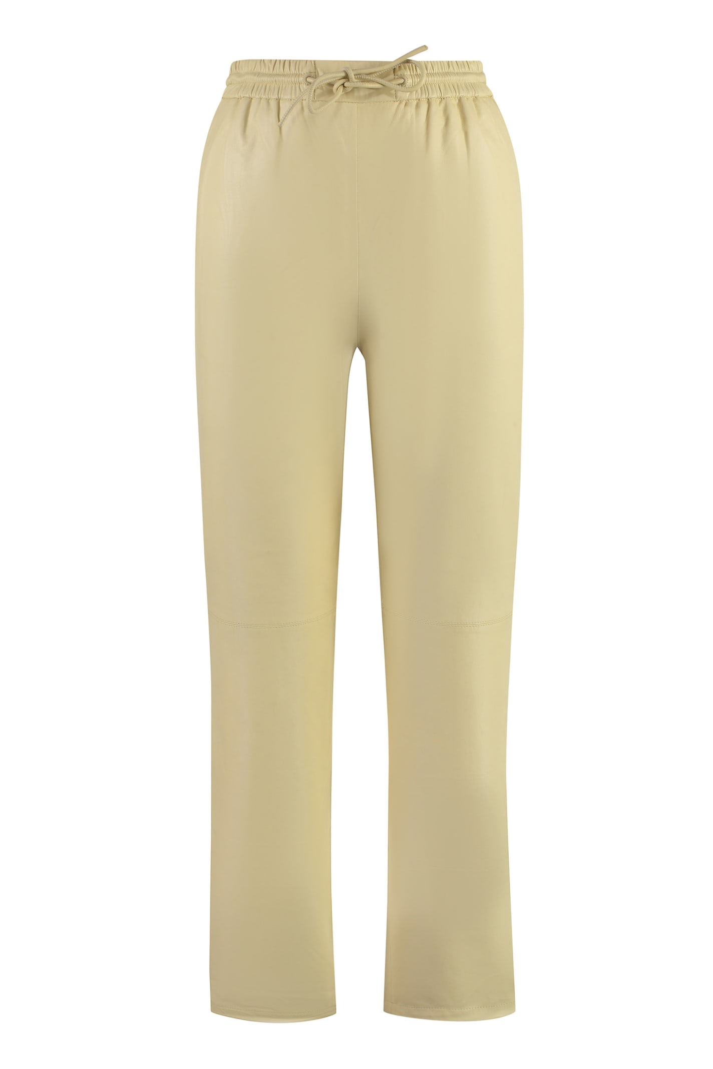 Shop Yves Salomon Leather Pants In Yellow