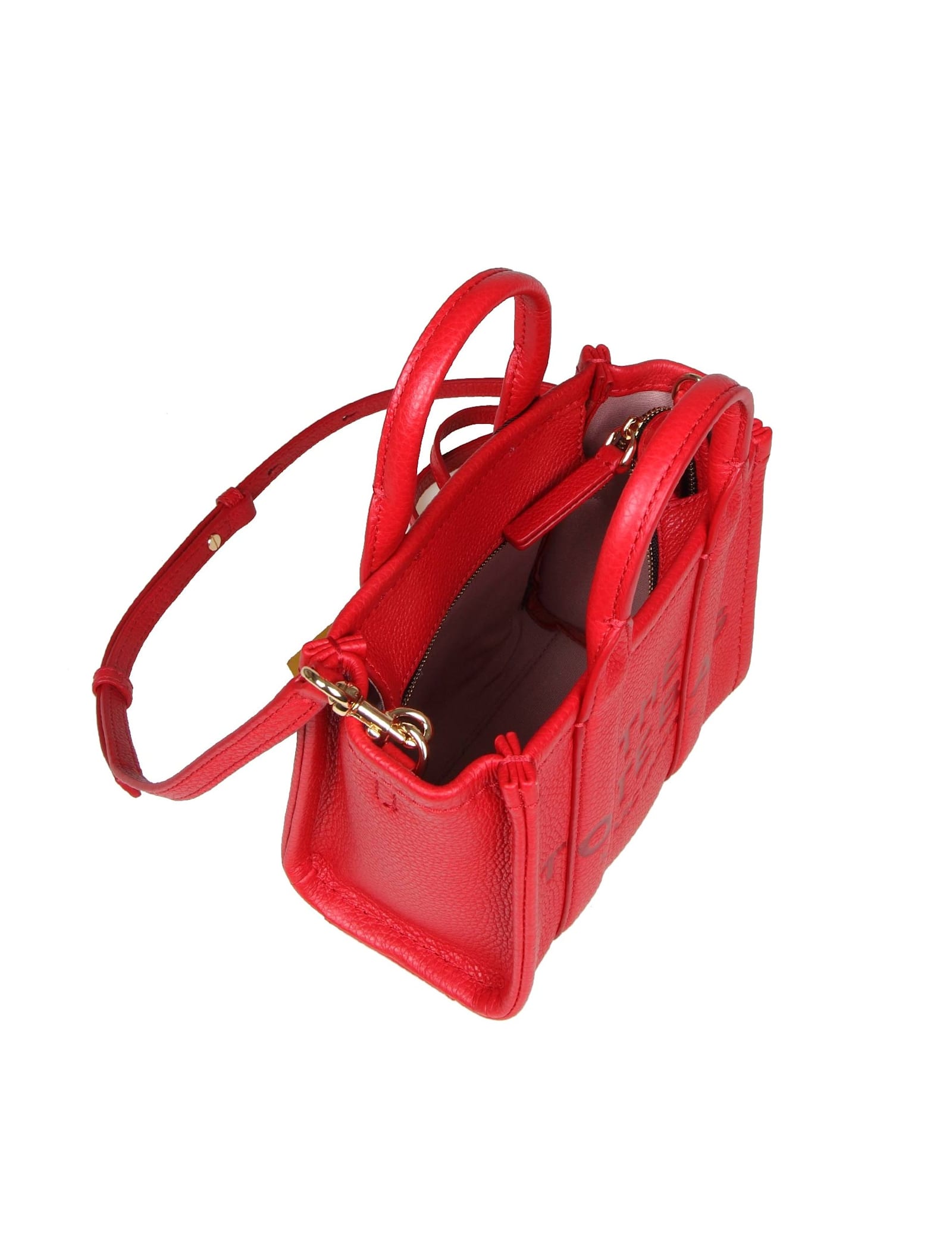 Shop Marc Jacobs Mini Tote In Red Leather