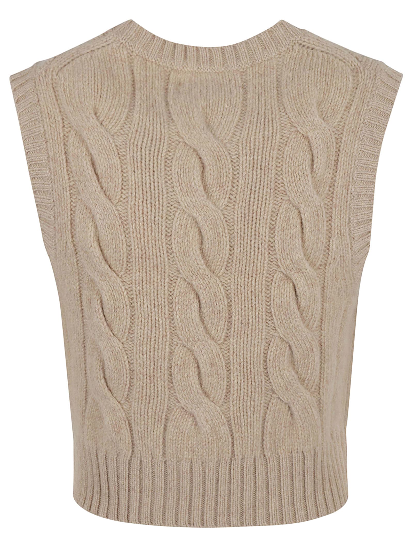 RALPH LAUREN CABLE KNIT RIB TRIM VEST 