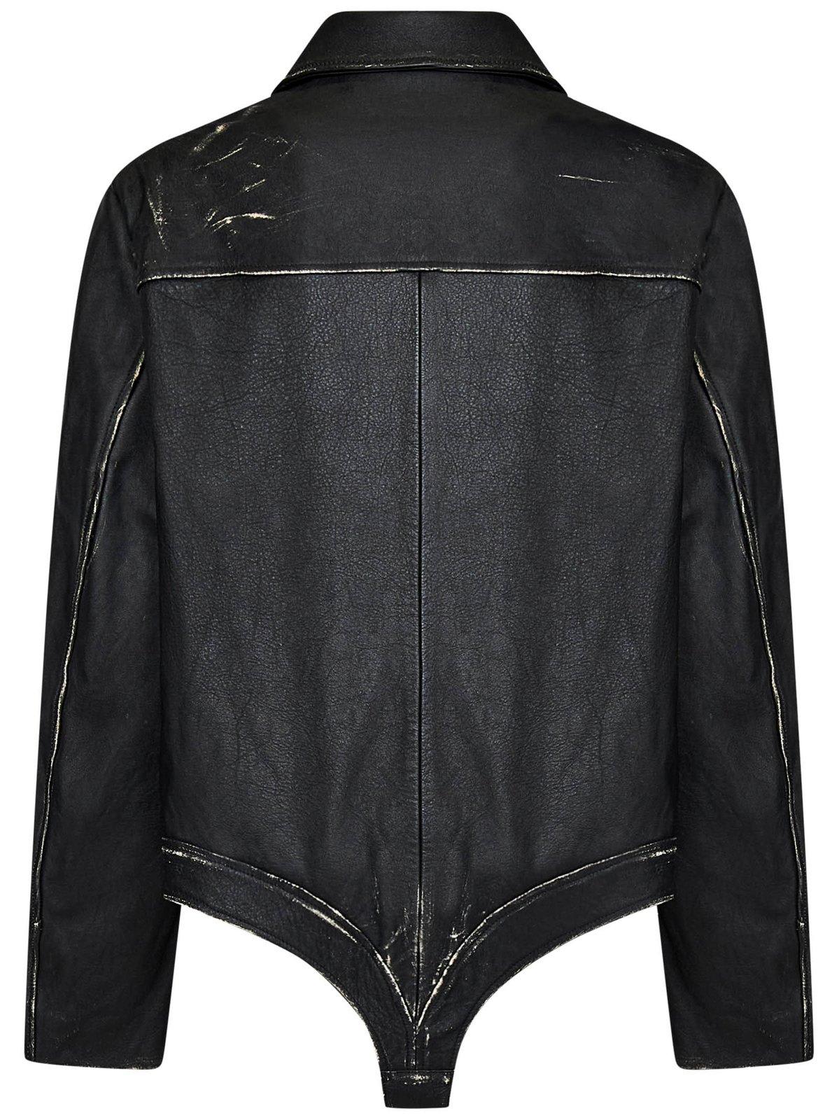 Shop Coperni Vintage-effect Zipped Leather Jacket In Blk Black