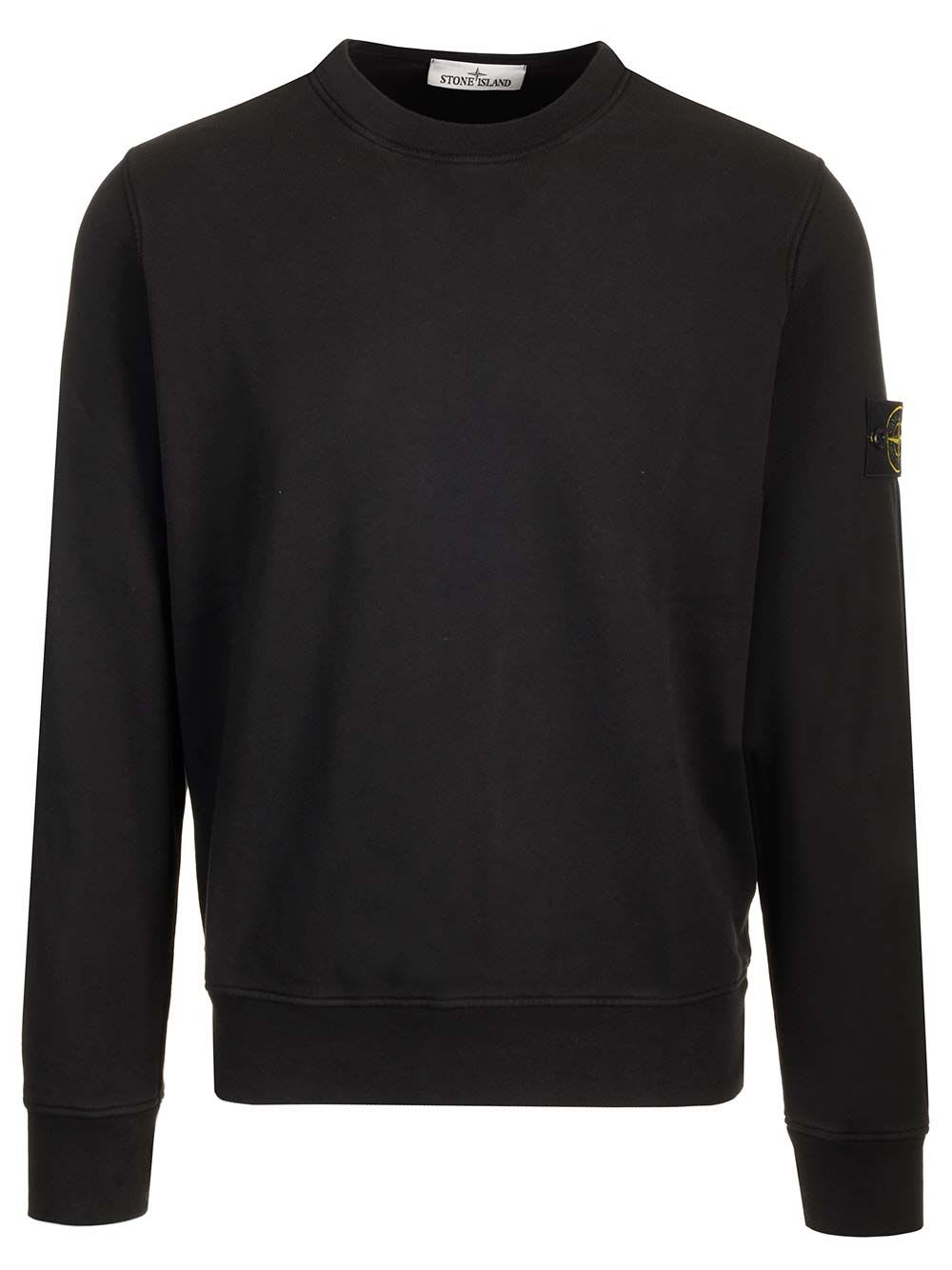 Black-colored Cotton Crewneck Sweater