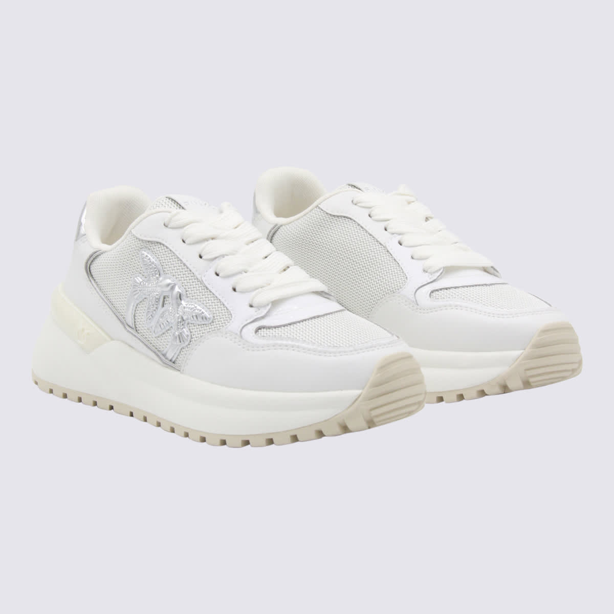 Pinko Love Birds-embellished Platform Sneakers In White