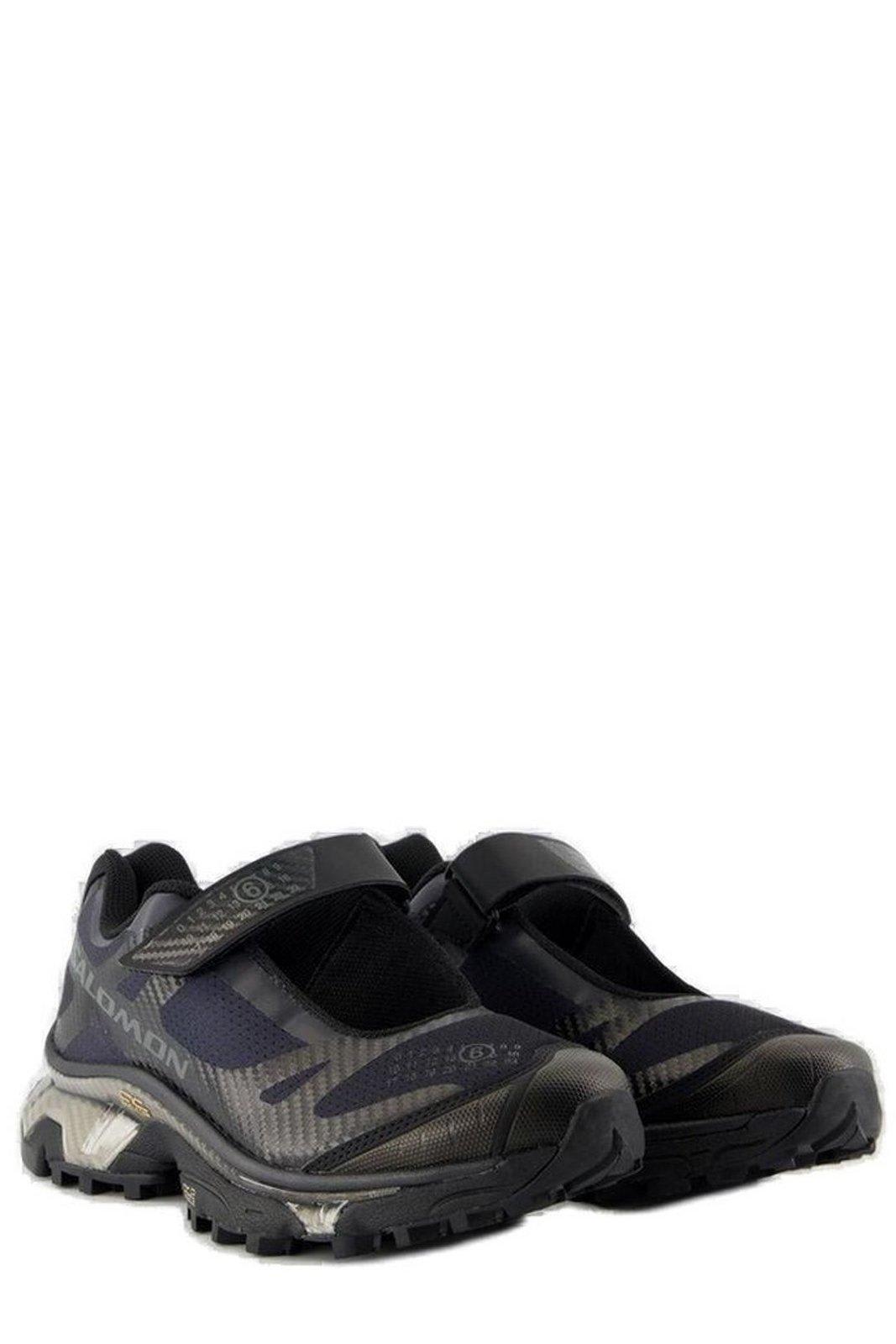 Shop Mm6 Maison Margiela X Salomon Logo Printed Touch-strap Sneakers In Black/ Black/soft Clay