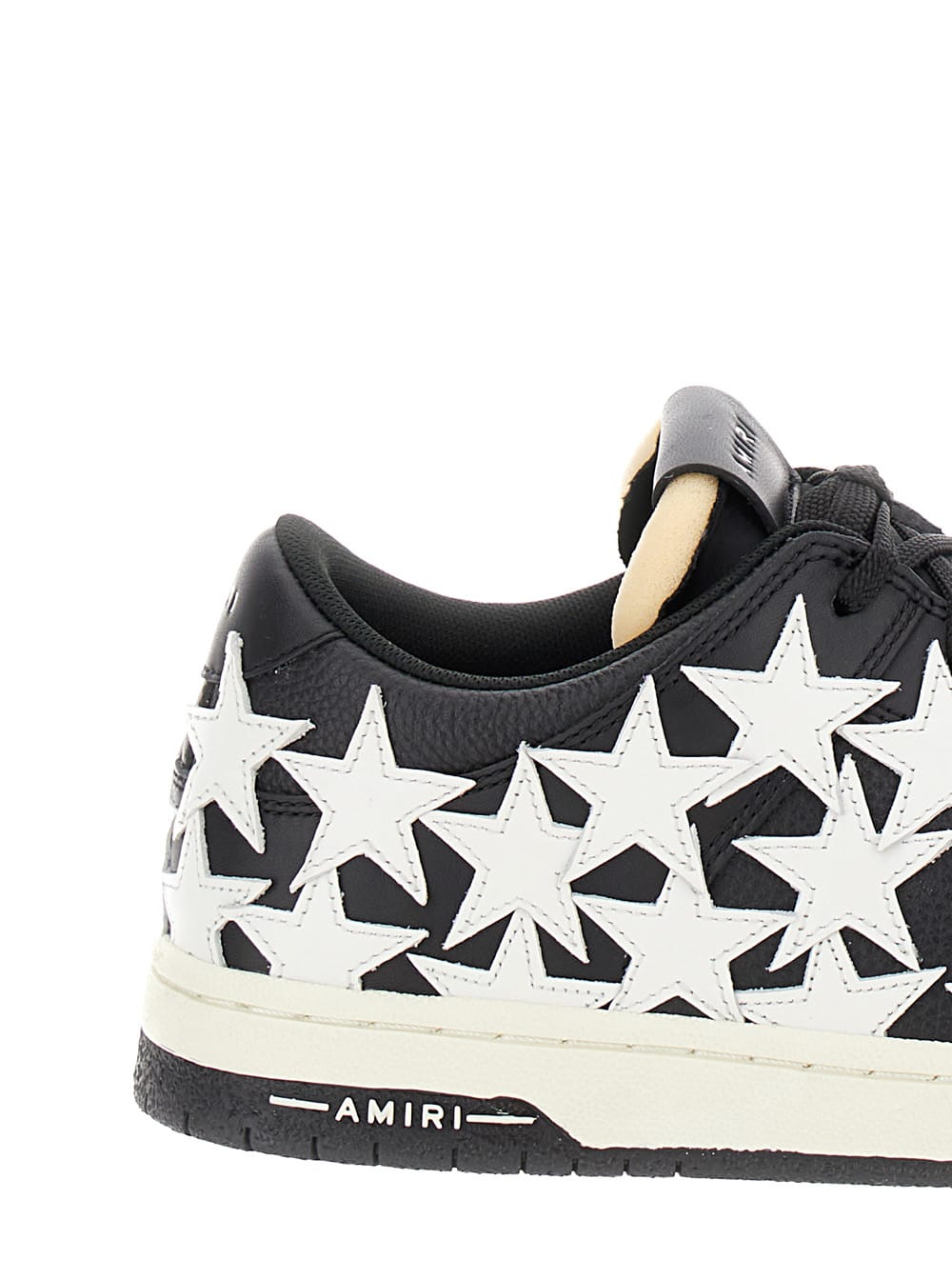 Shop Amiri Stars Court Black And White Low Top Sneakers With Star Patches In Leather Man