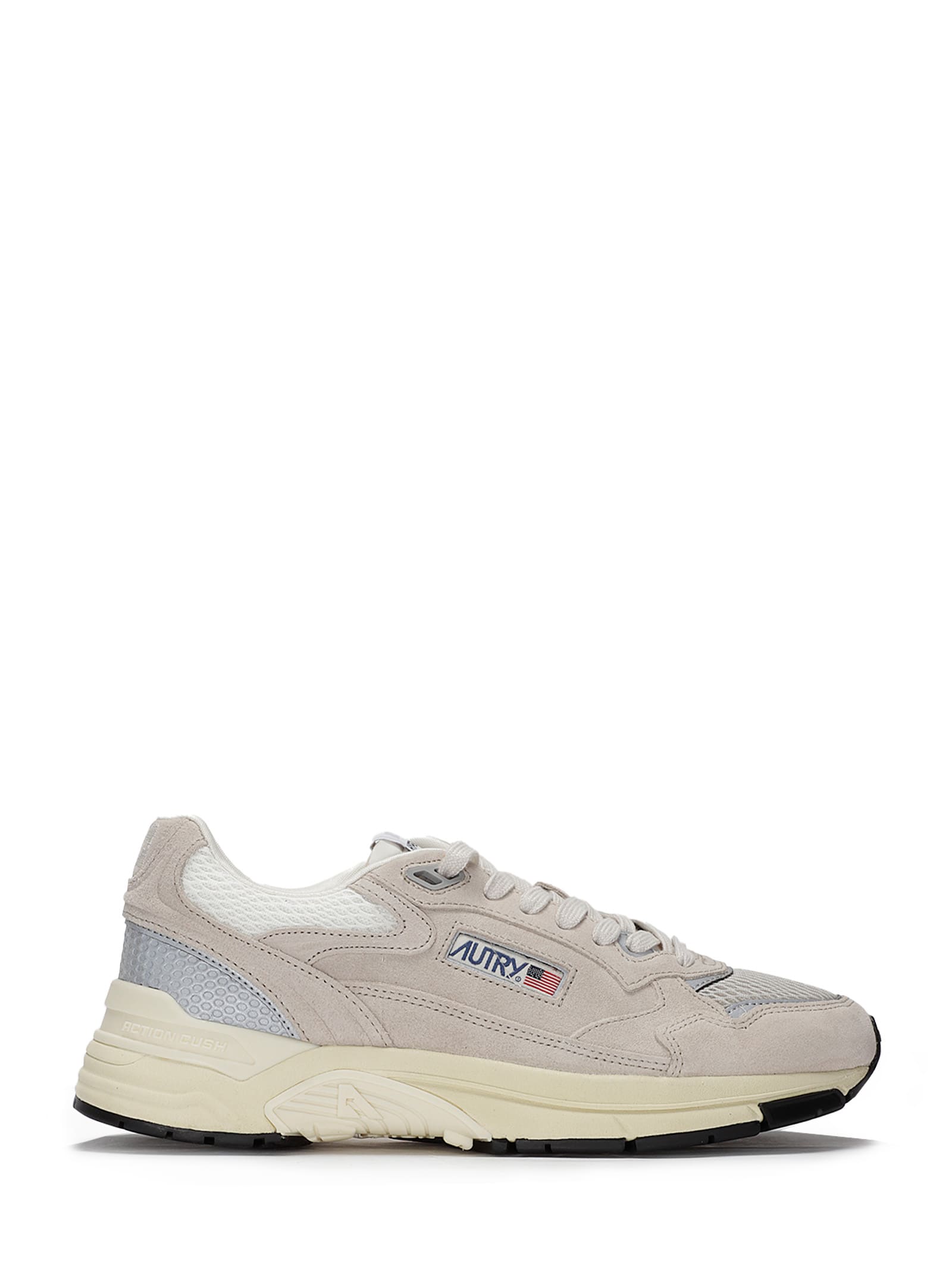 Autry White And Silver Leather Hyperway Sneakers In Neutral