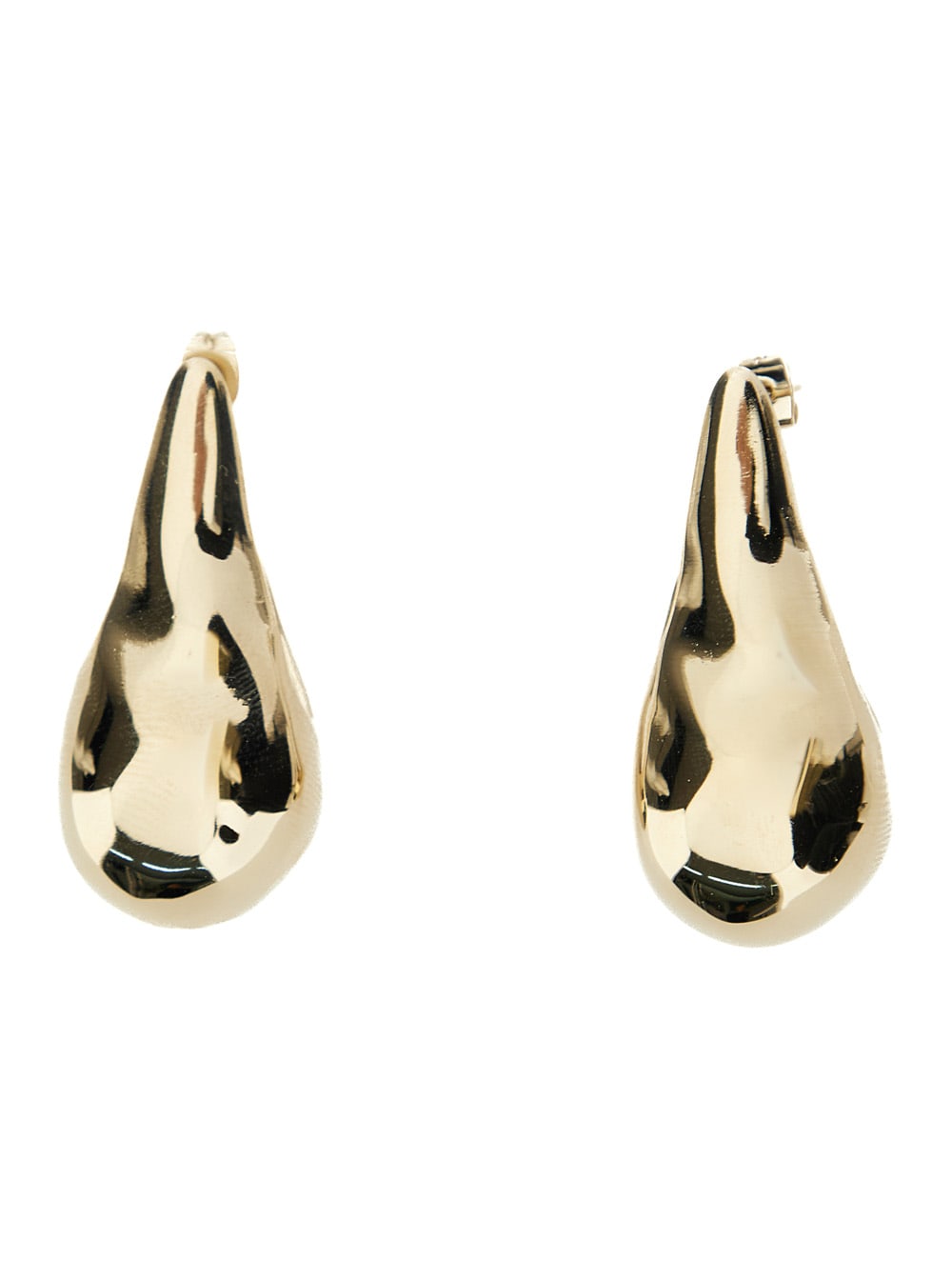 Gold Drop Earrings With Hammered Work In Metal Woman