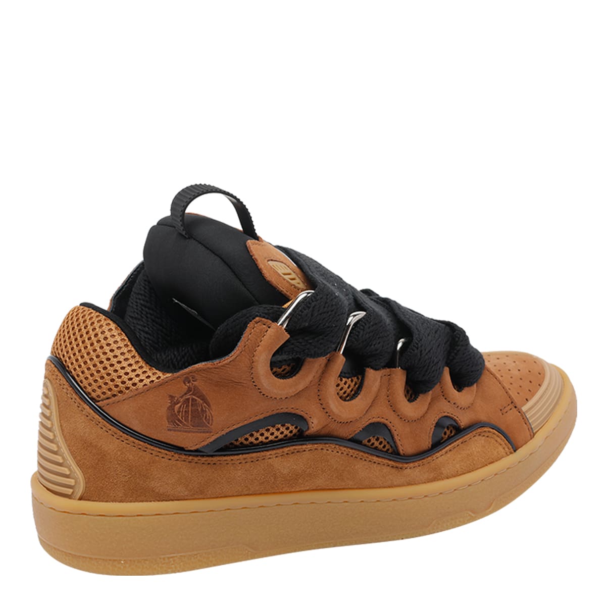 Lanvin Suede Sneakers With Rubber Sole And Pull Tab In Brown
