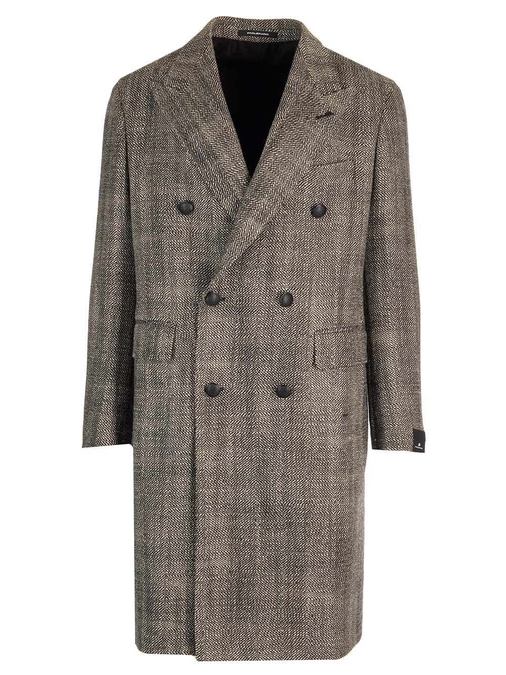 Shop Tagliatore Double-breasted Herringbone Coat In Black