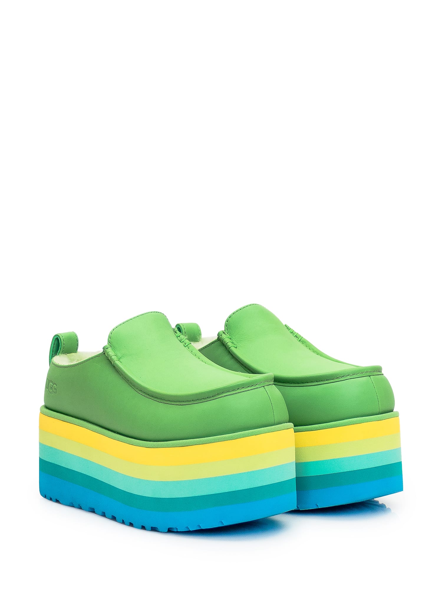 Shop Ugg Sandal With Platform In Green Multi