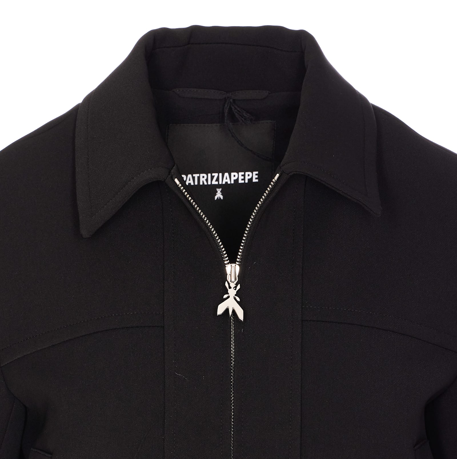 PATRIZIA PEPE CROPPED ESSENTIAL ZIPPED JACKET 