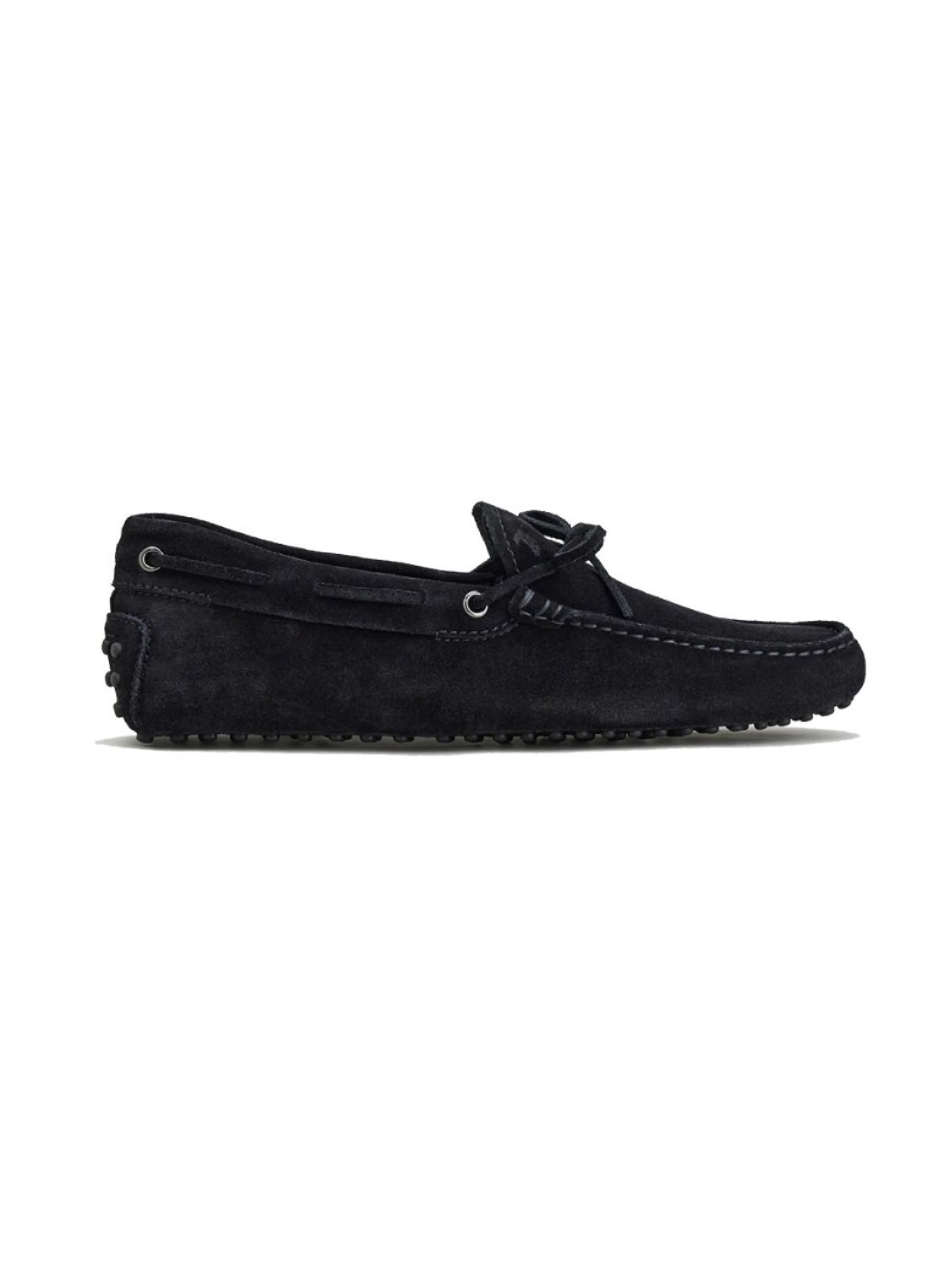 Tod's Black Black Gommini Nubuck Driving Shoes In Nero