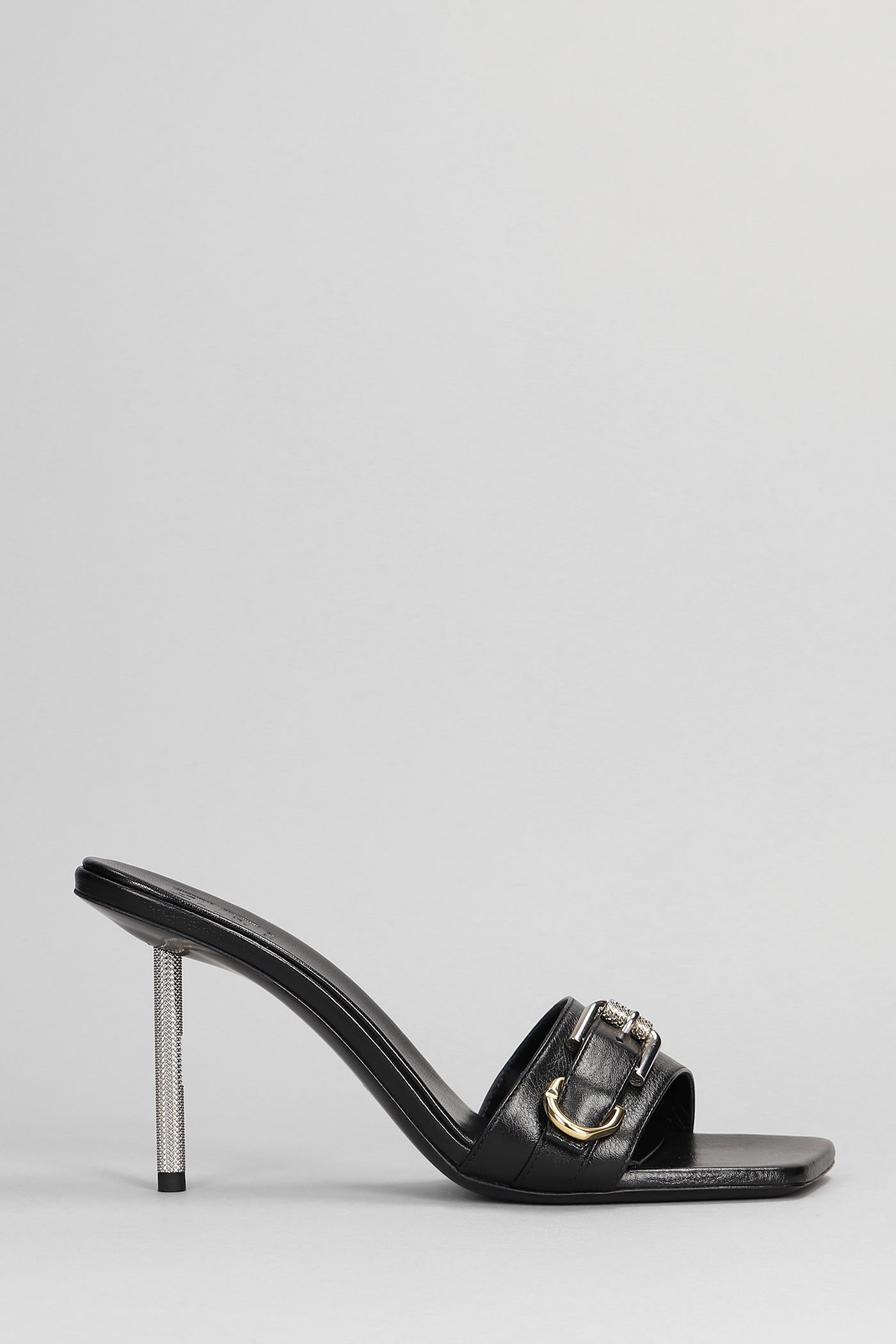 GIVENCHY STRAP HIGH SLIPPER-MULE IN BLACK LEATHER