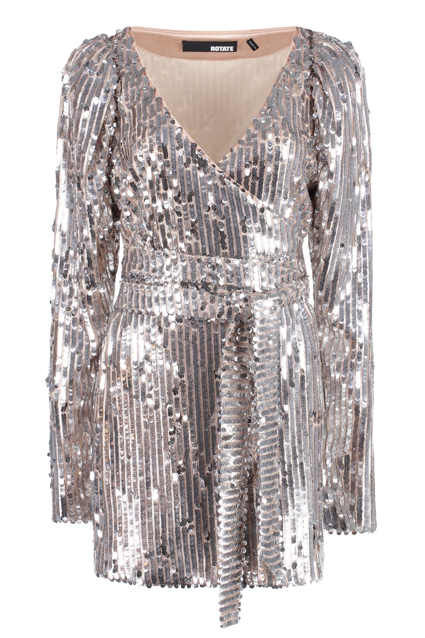 Shop Rotate Birger Christensen Sequin Mini-dress In Silver