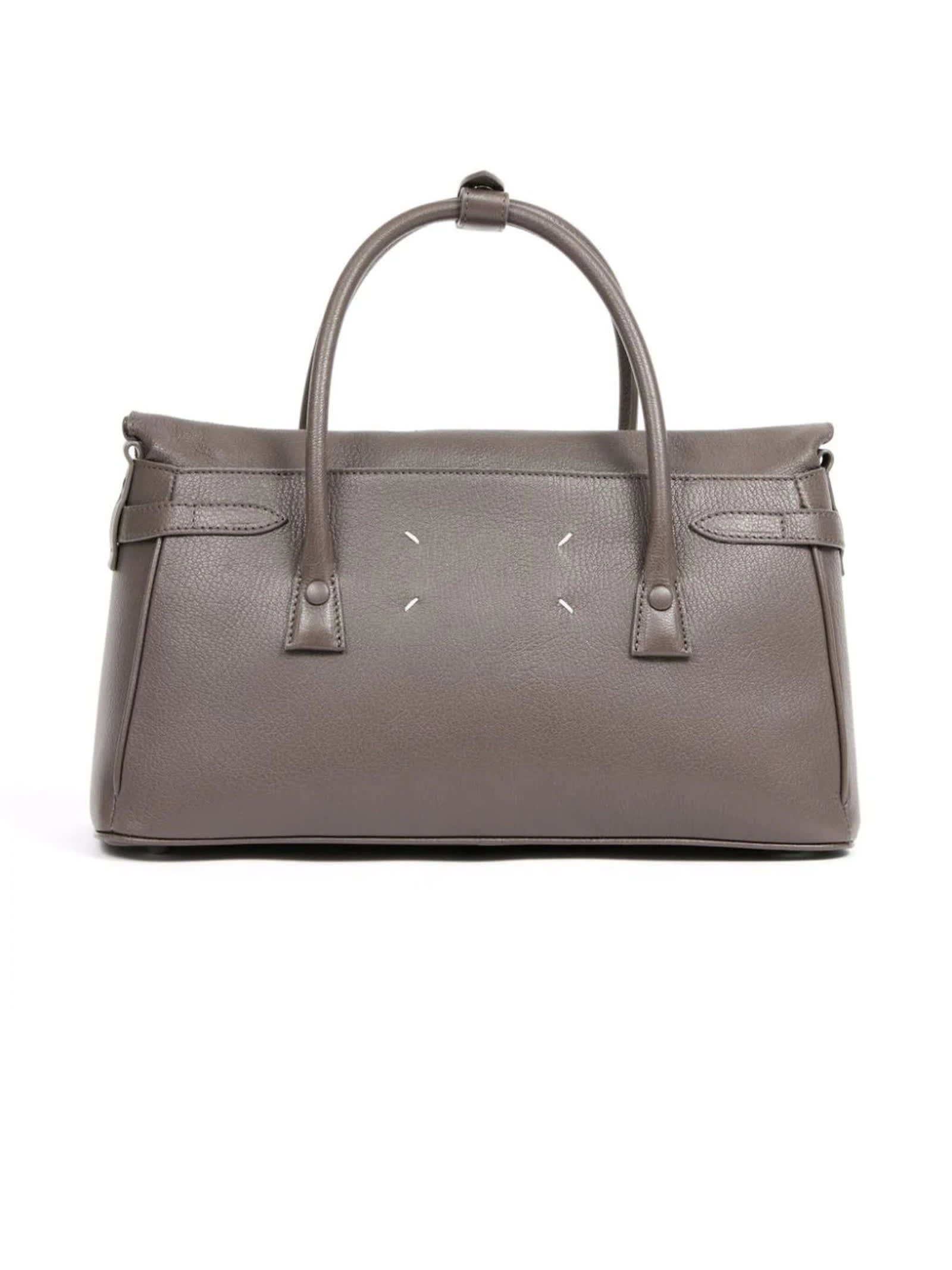 Shop Maison Margiela Medium 5ac Leather Tote Bag In Grey