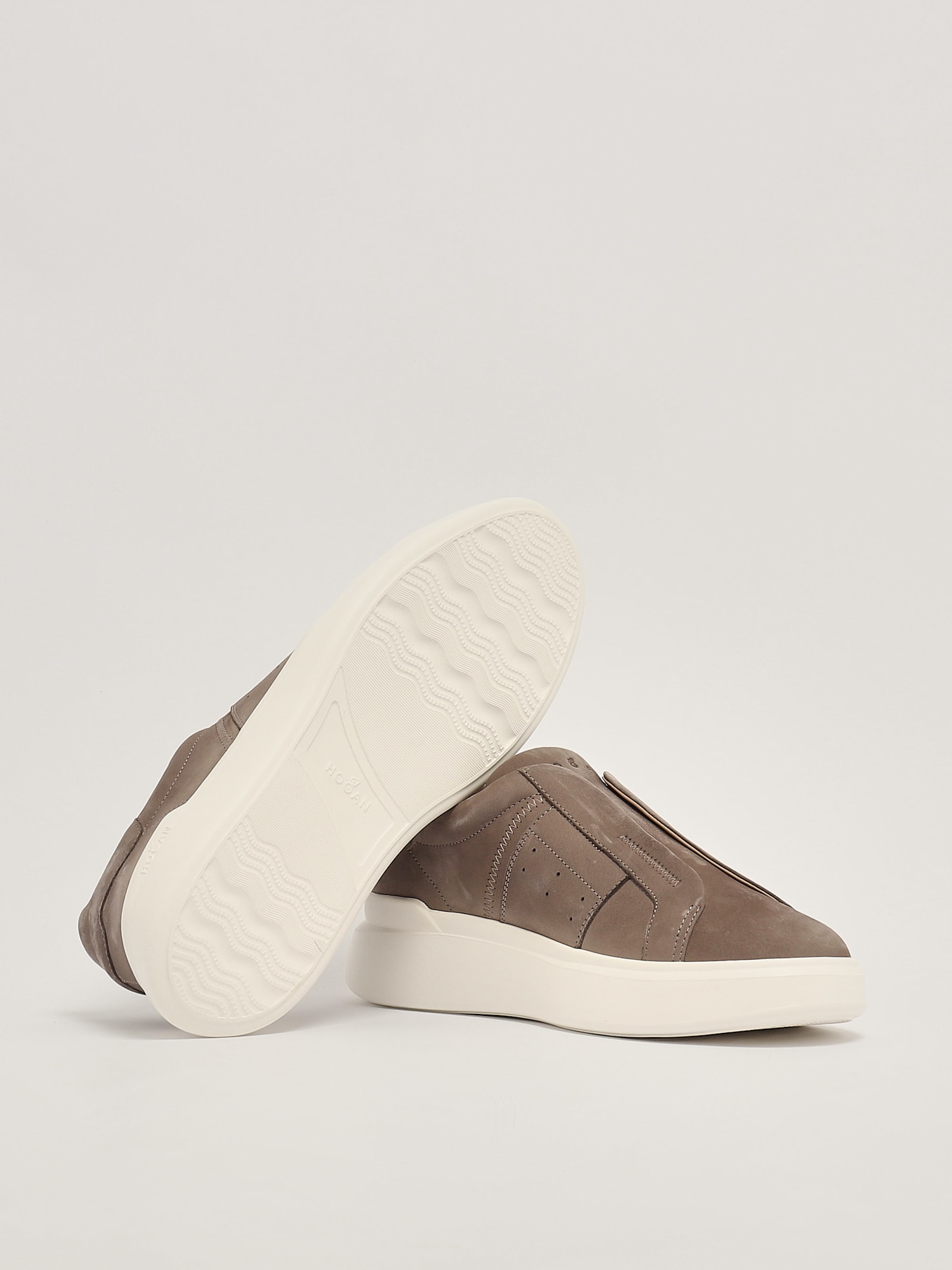 Shop Hogan H580 Slip On Fascia Logo Shoes In Moro