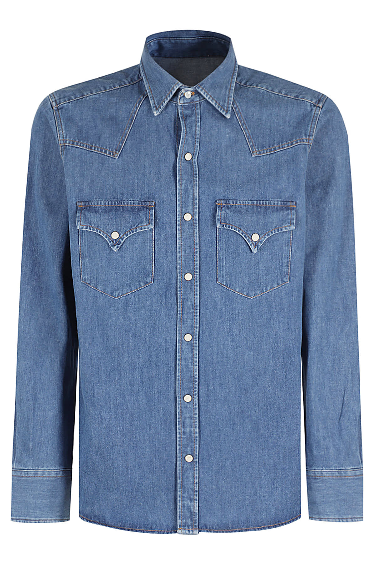 Shop Fortela Texan Shirt Denim In Denim Medio