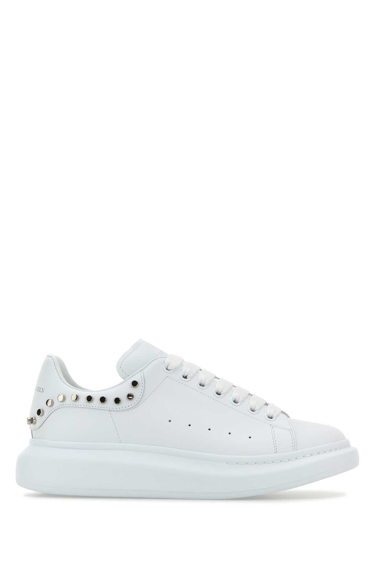 White Leather Sneakers With White Leather Heel