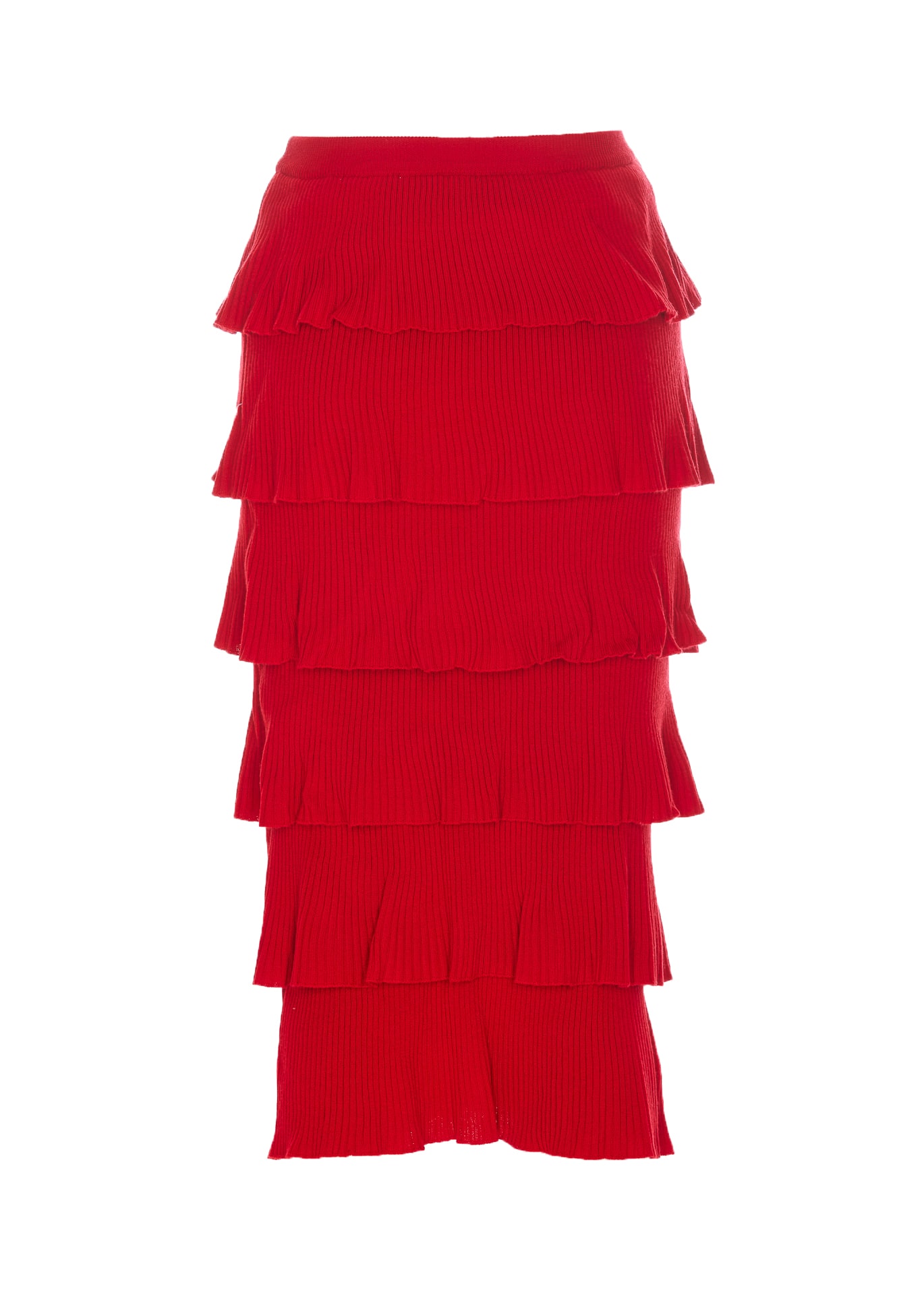 Shop Moschino Knitted Skirt In Red