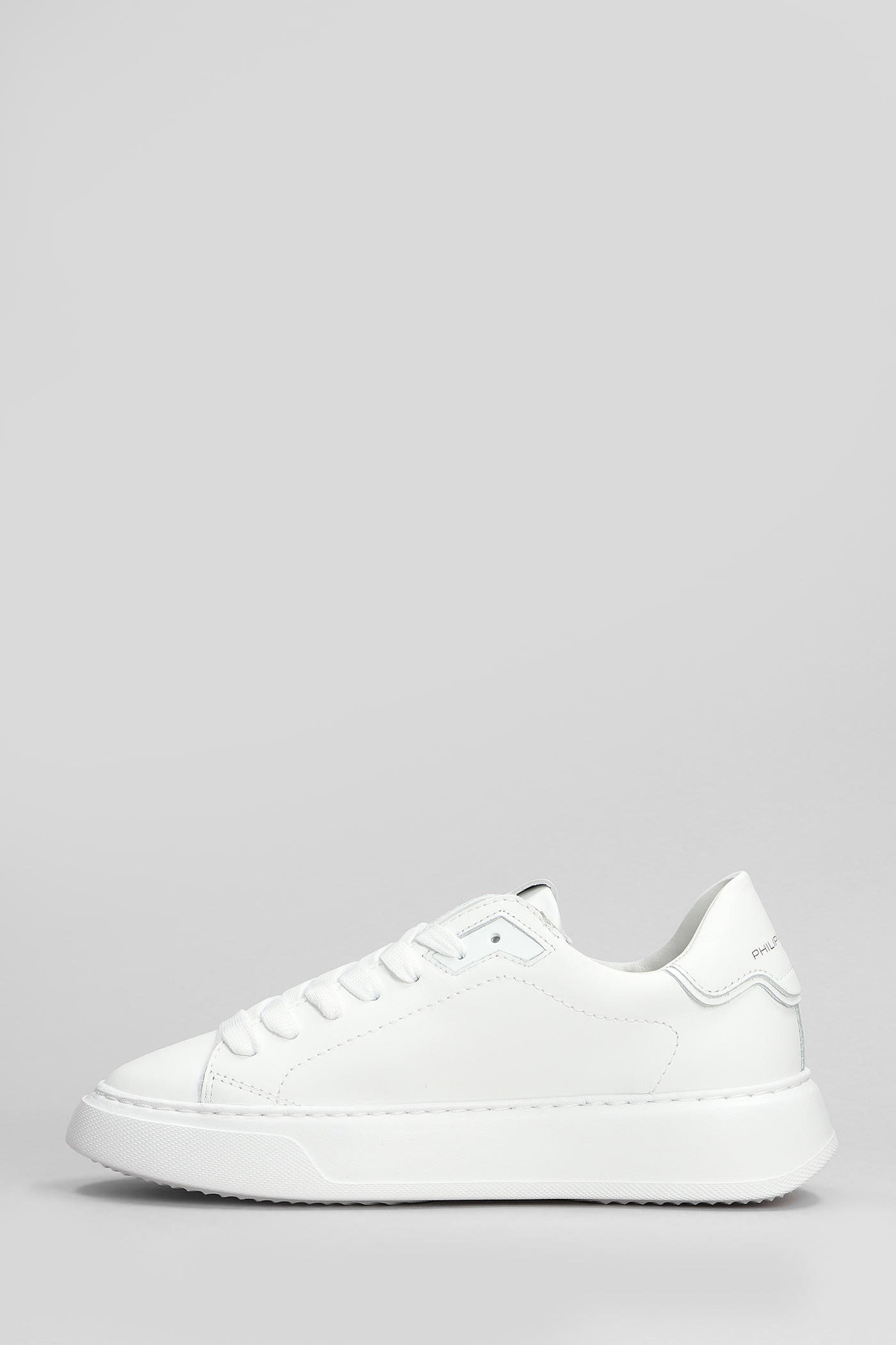 Philippe Model Temple Low Sneakers In White Leather In White
