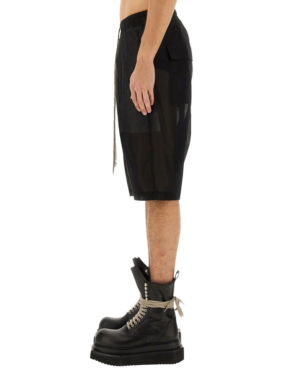Rick Owens Drawstring Knee Length Shorts With Button Detailing In Black