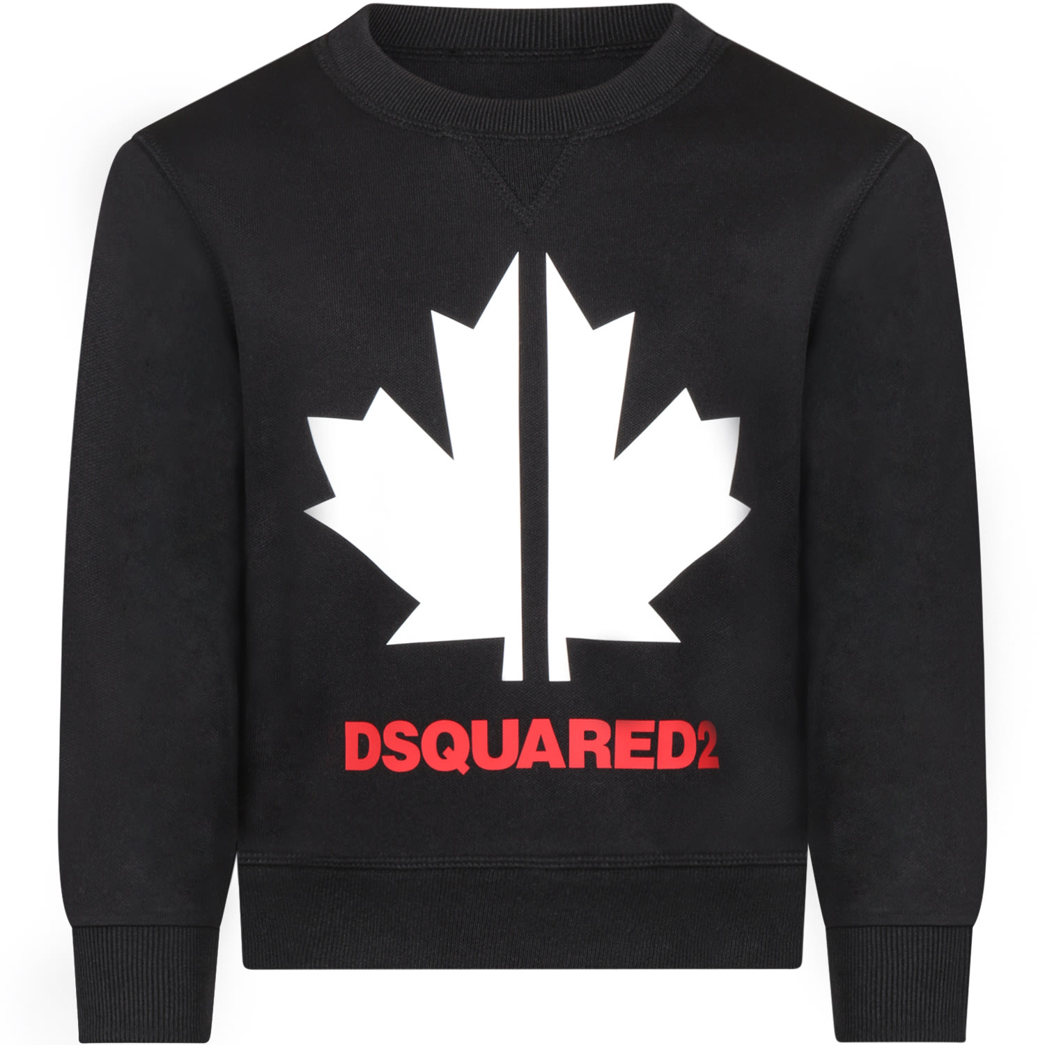 Dsquared2 Black Sweatshirt For Boy With Maple Leaf