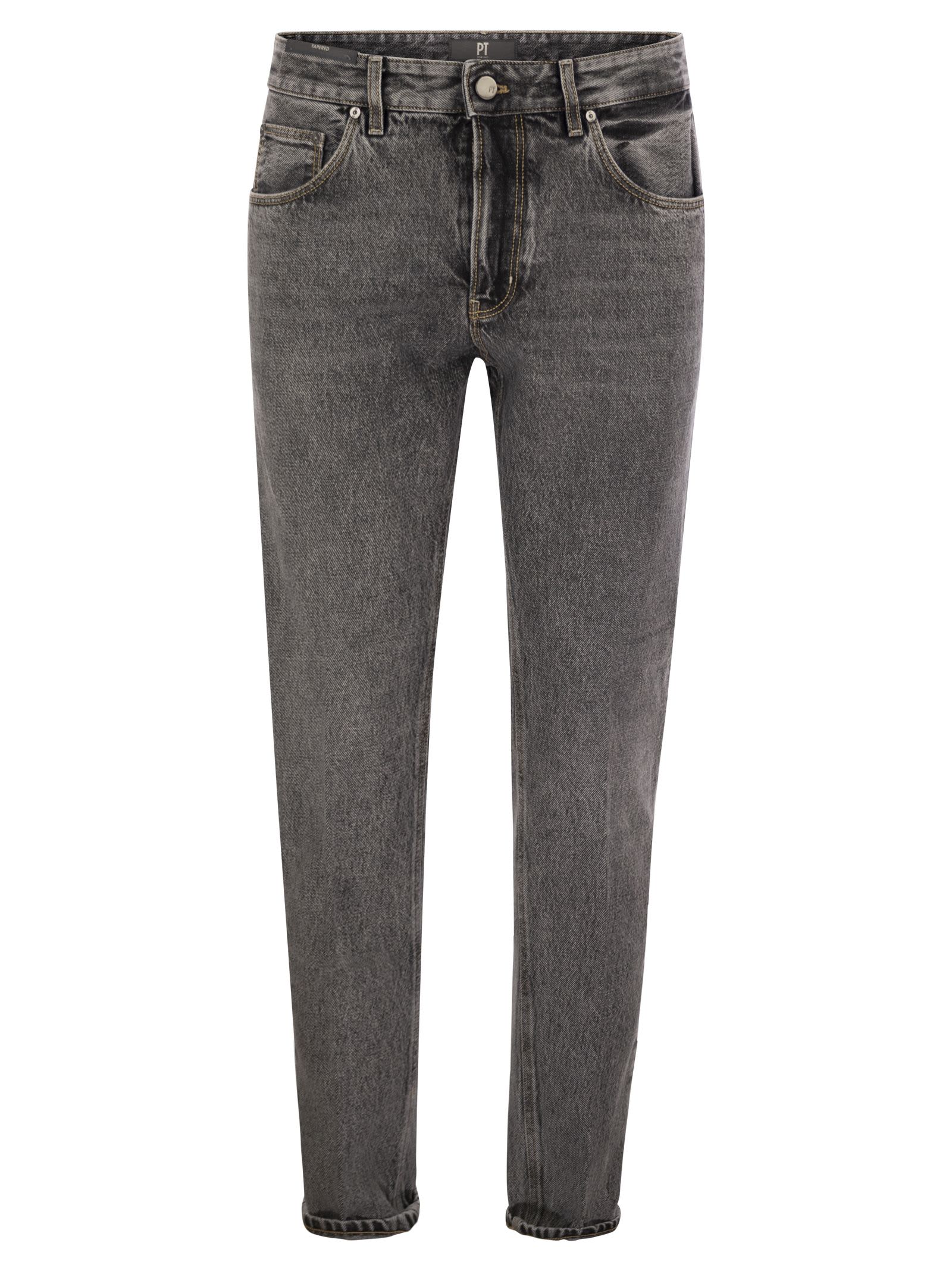 Pt Torino Logo-patch Jeans In Gray