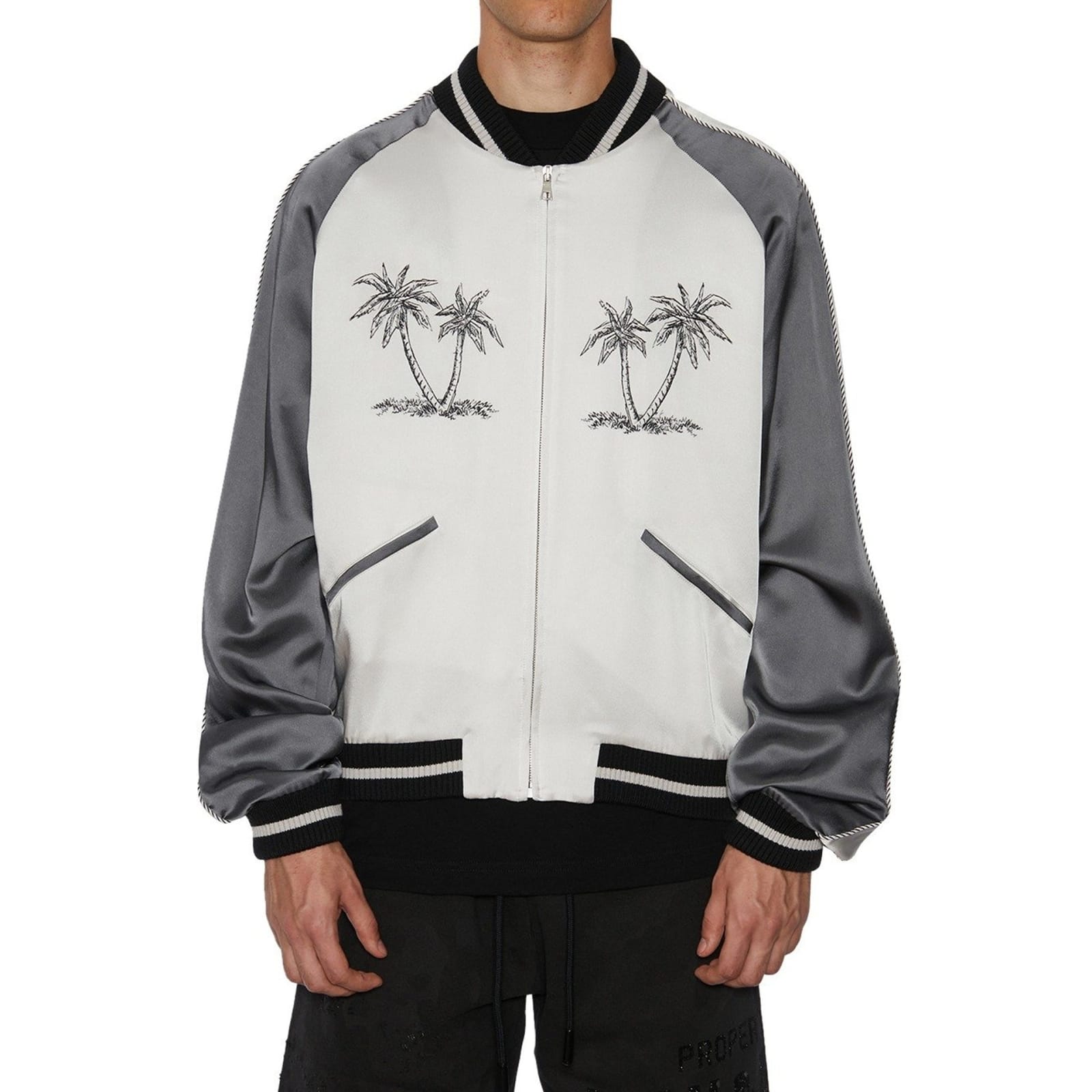 Palm Angels Palms Souvenir Bomber Jacket Men In Gray
