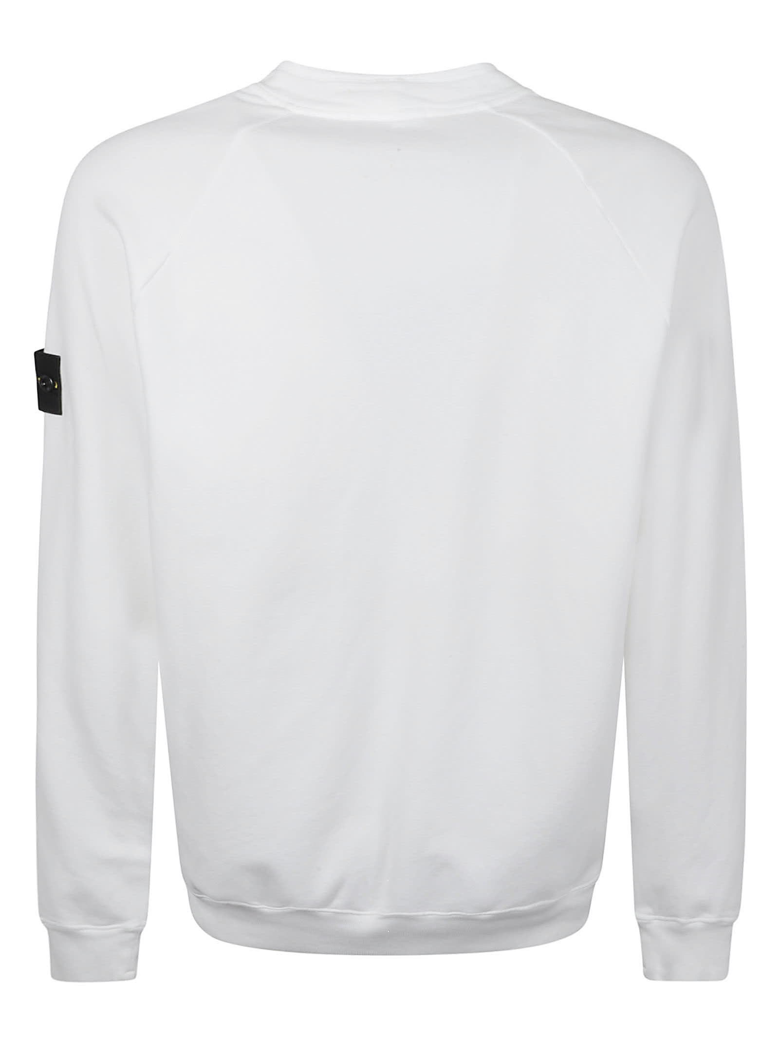 Shop Stone Island Logo Sleeve Sweatshirt Fleece In White