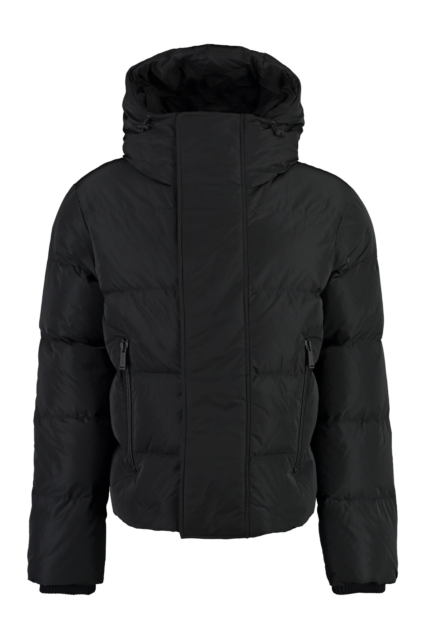 Shop Dsquared2 Camo Hooded Nylon Down Jacket In Black