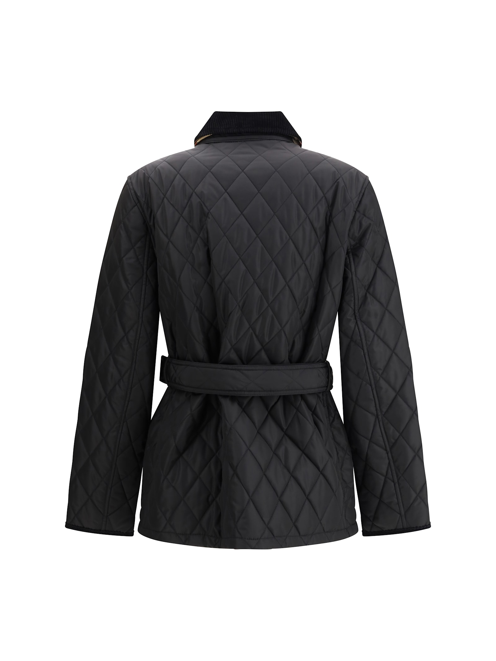 Burberry Women Black Nylon Belted Quilted Jacket In Black