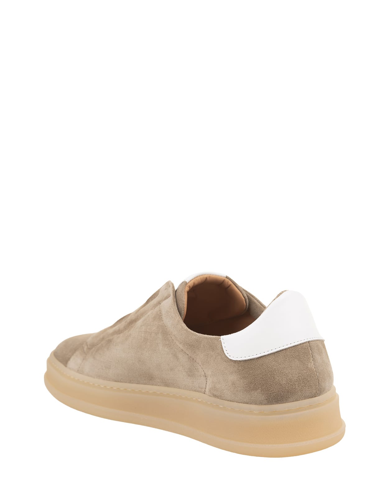 Shop Kiton Beige Suede Slip-on Sneakers In Brown