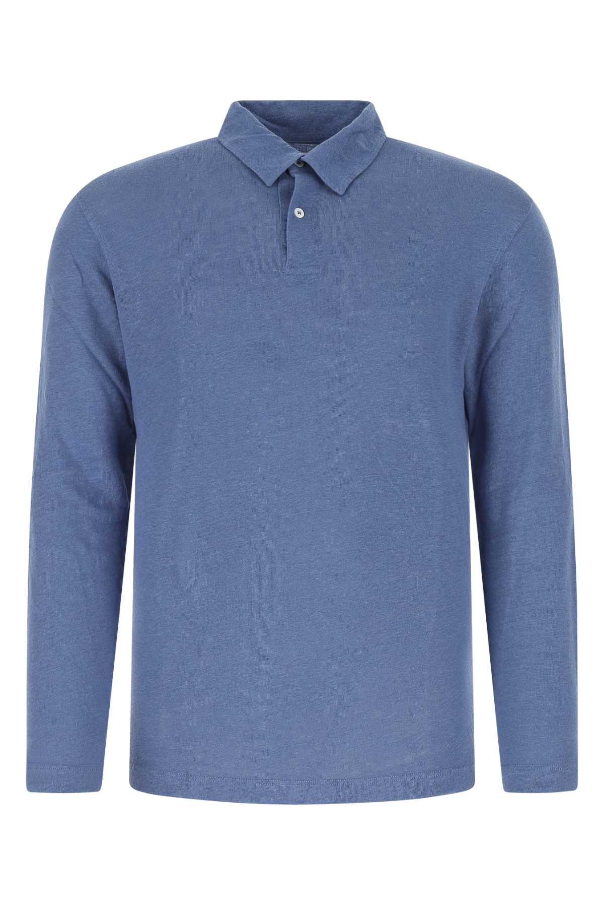 Light-blue Linen Polo Shirt