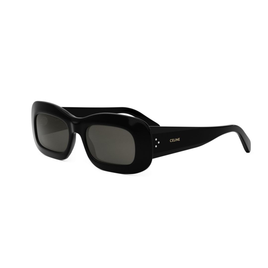 Celine Bold 3 Dots Acetate Rectangle Sunglasses In 01a - Black