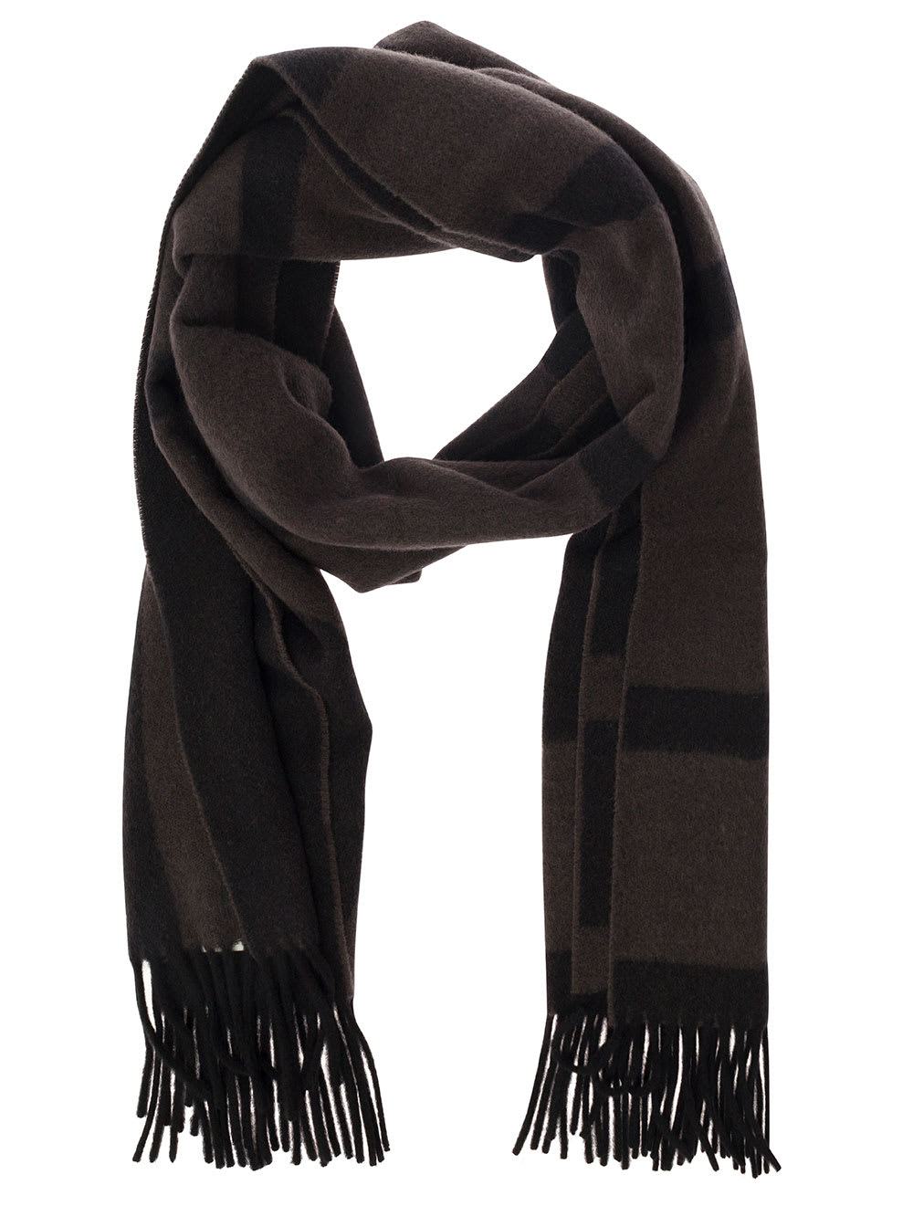Shop Totême Brown Scarf With Jacquard Logo In Wool Woman In Grey
