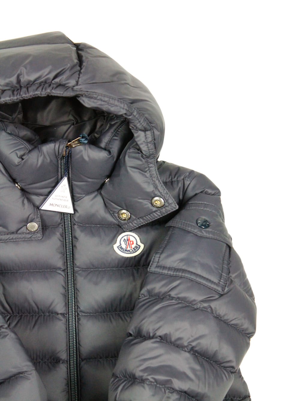 Moncler Jules Down Jacket Filled With Real Goose Down With Detachable Hood And Zip Closure-. In Black