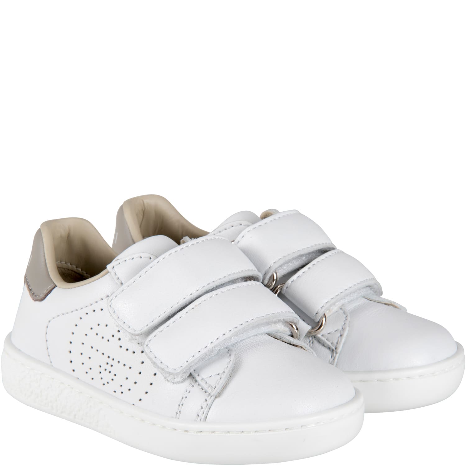 Shop Gucci White Sneakers For Kids With Double Gg