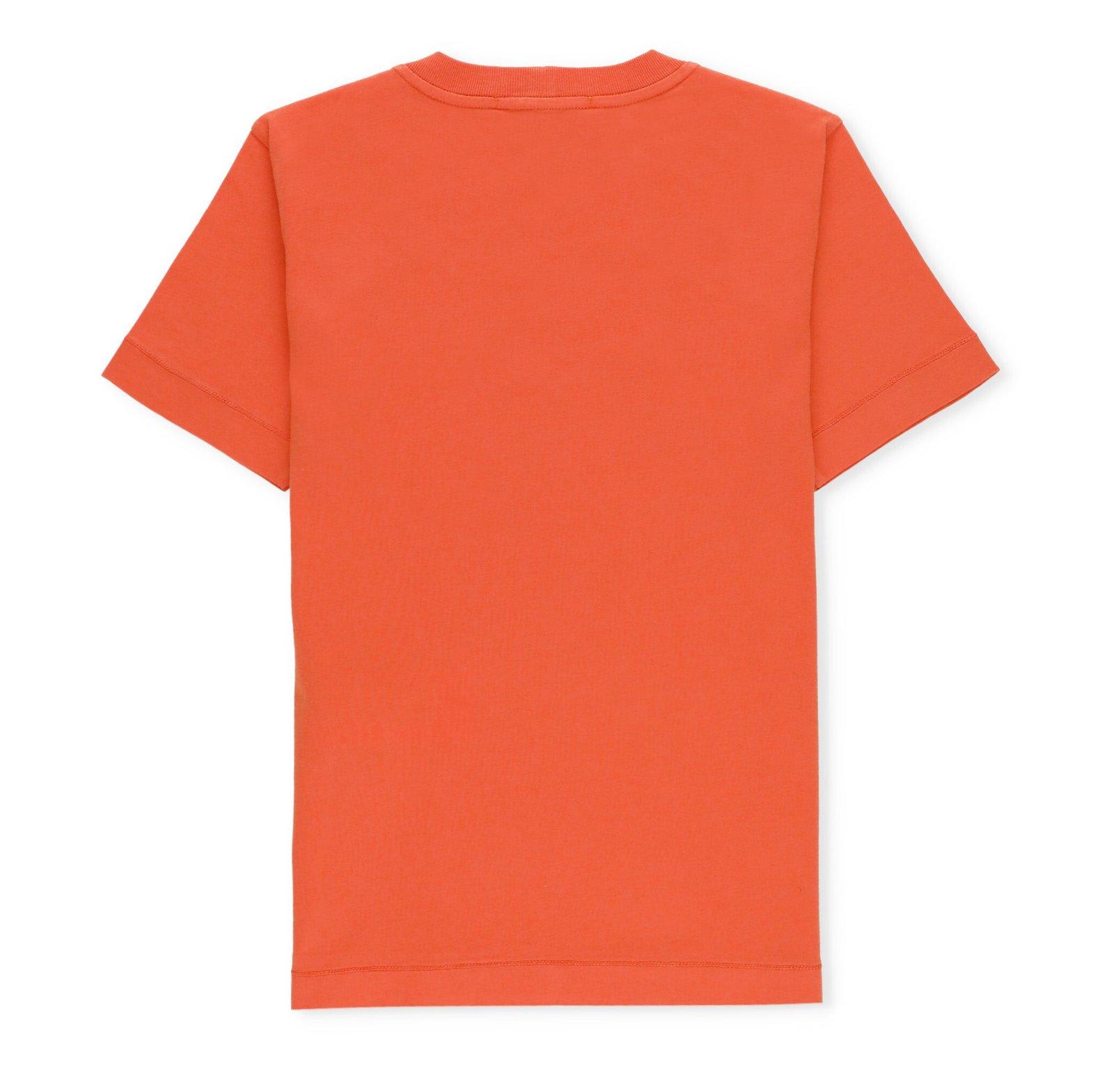 Shop Stone Island Junior Compass Patch Crewneck T-shirt In Orange
