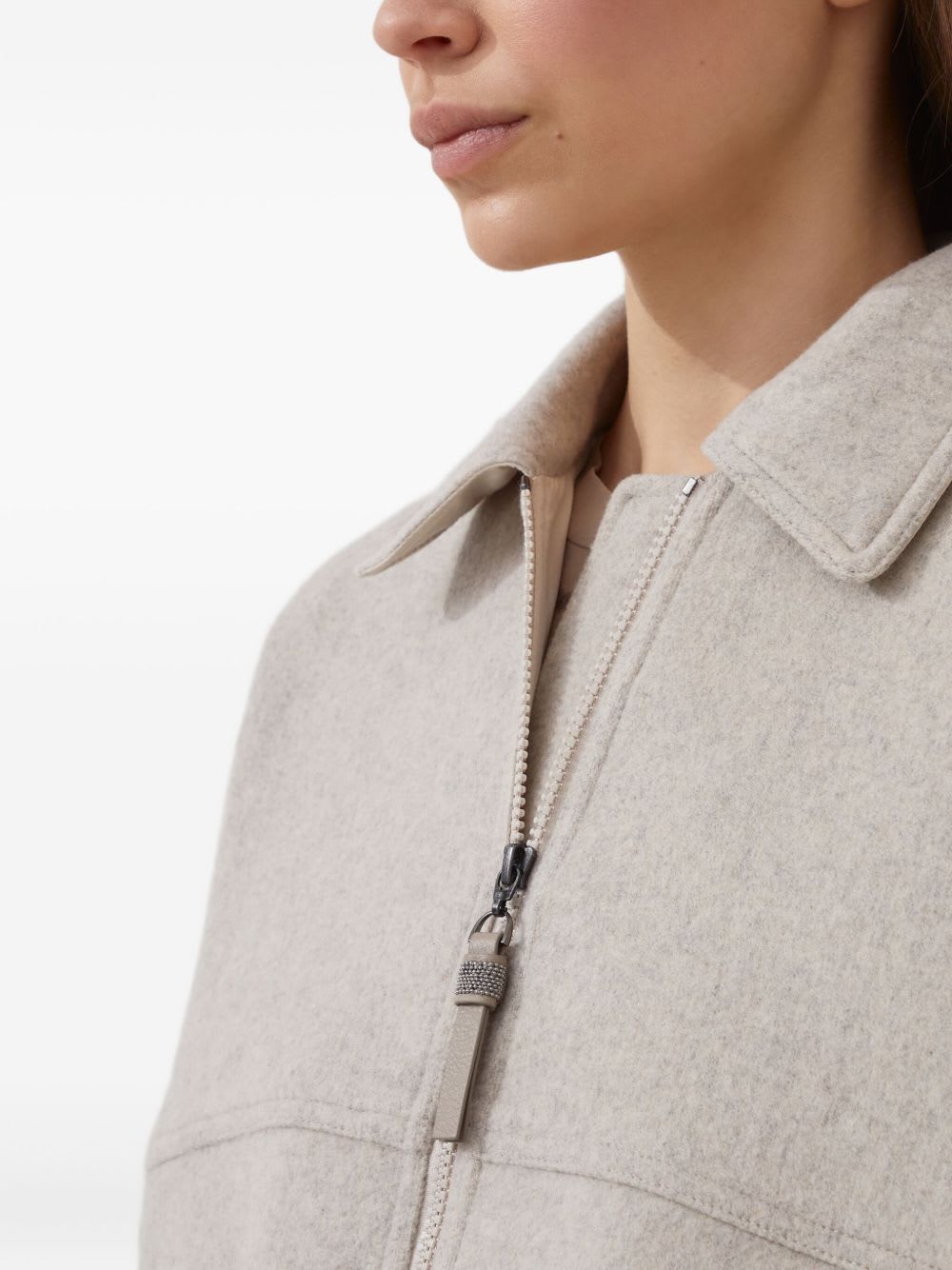 Brunello Cucinelli Double Fabric Bomber Jacket In Neutral