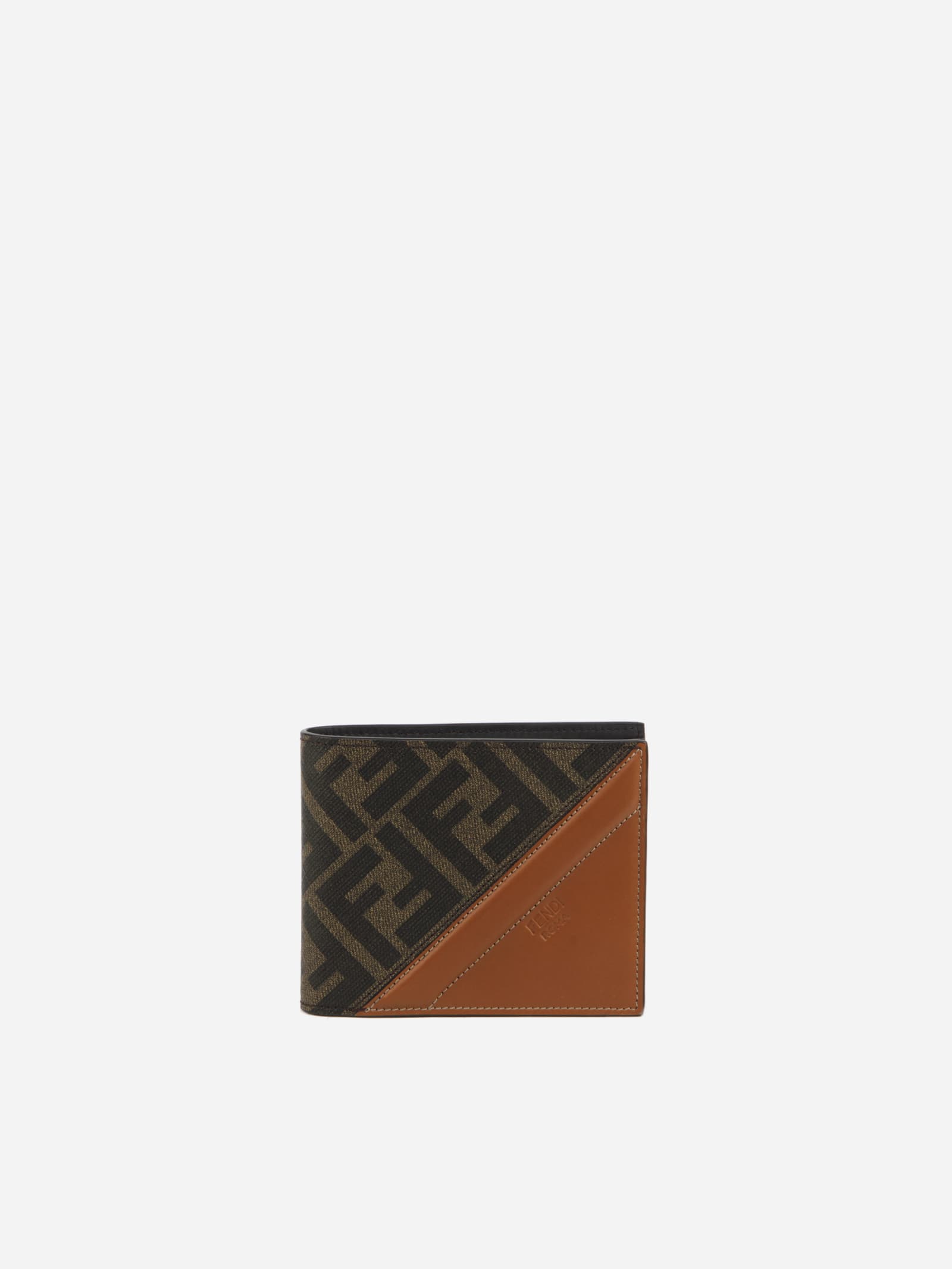 Fendi Bi-fold Wallet With Ff Motif In Tab.mr+cuoio+pall