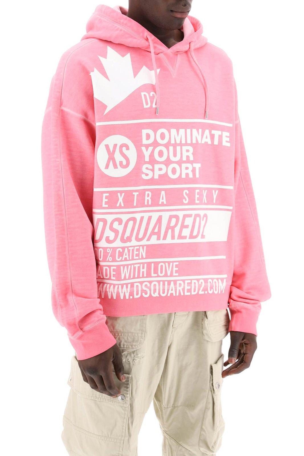 Shop Dsquared2 Logo-printed Drawstring Hoodie In Pink
