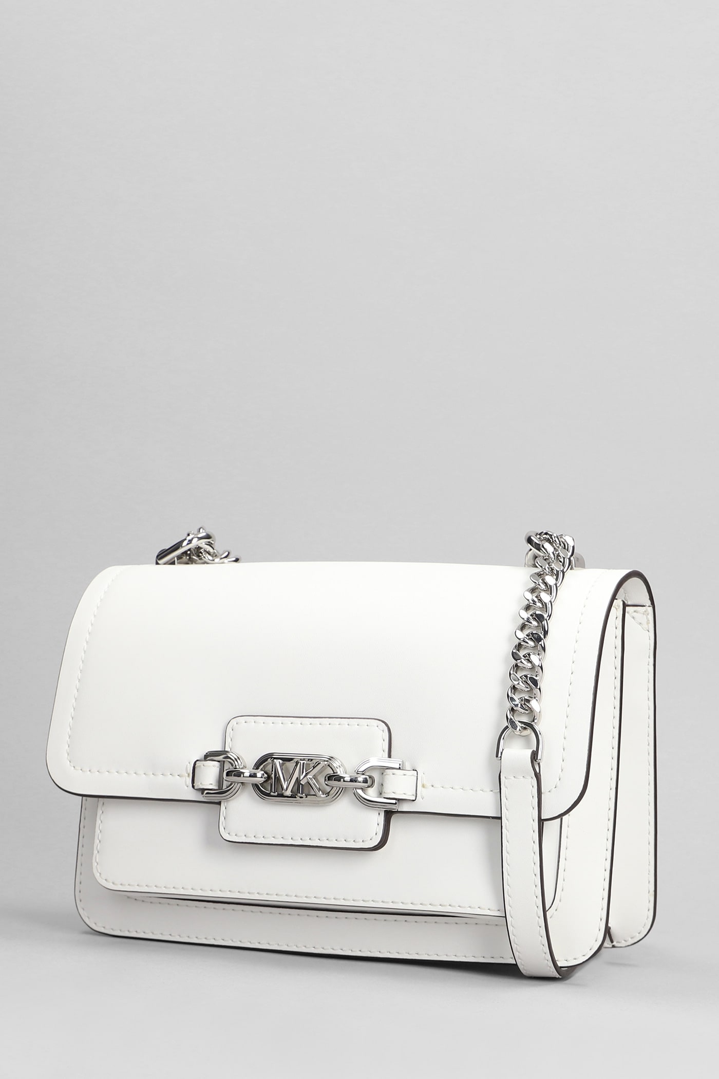 Shop Michael Kors Varick Shoulder Bag In White Leather