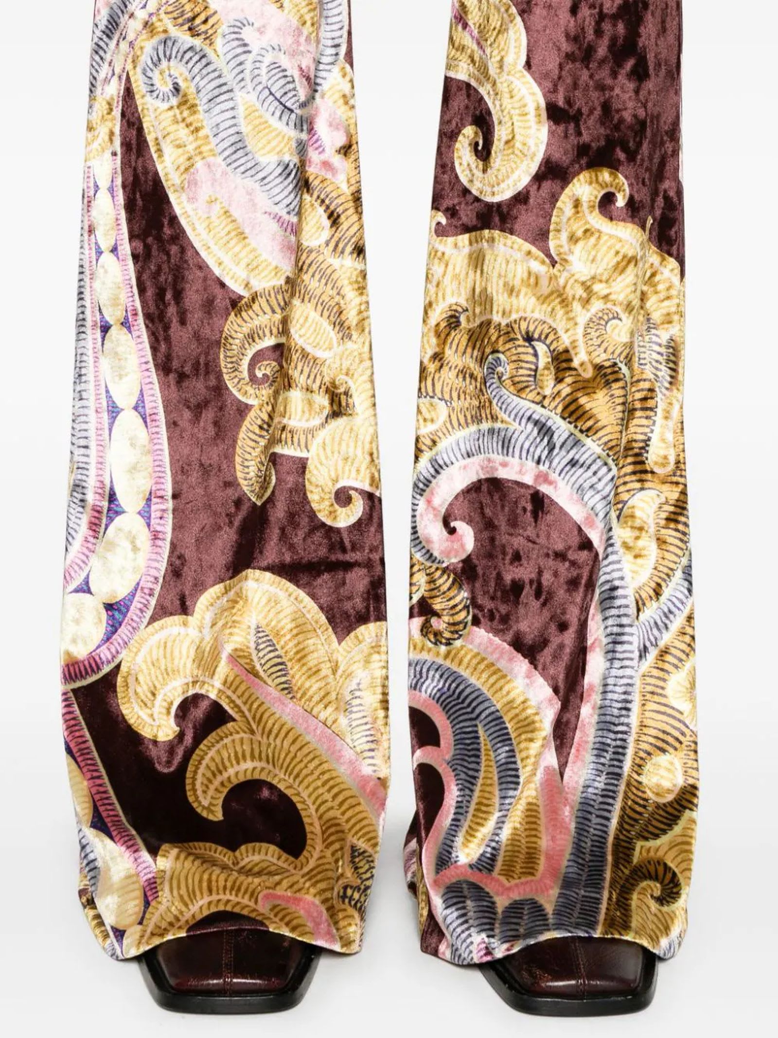 Shop Etro Multicolour Velvet Printed Trousers