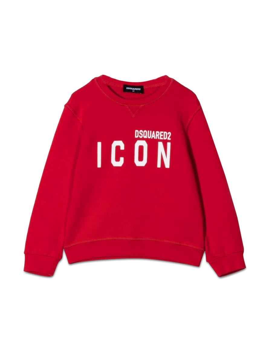 Dsquared2 Icon Brushed Cotton Cool Fit Crew-neck Sweatshirt In Red