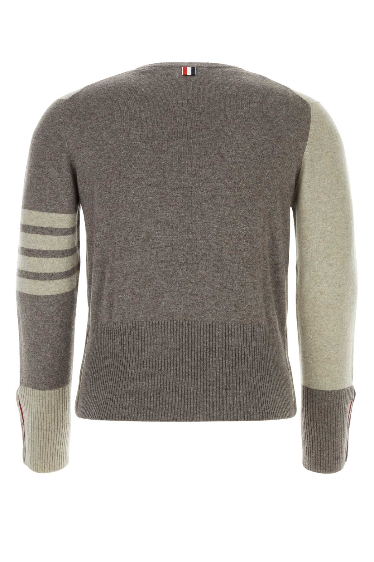 Shop Thom Browne Two-tone Cashmere Sweater In Beige