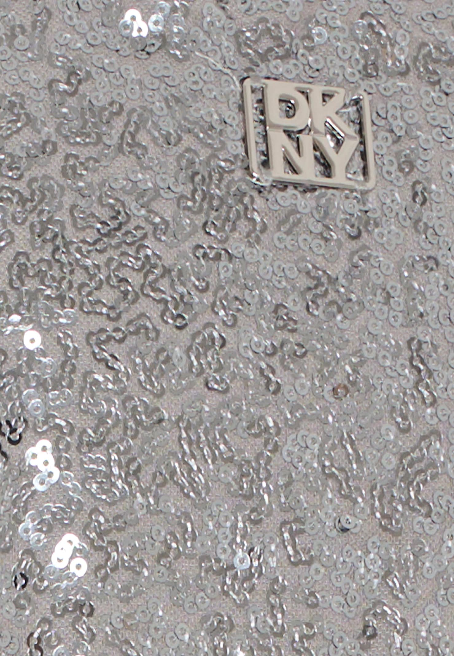 Dkny Silver Dress For Girl With Sequins In Silver