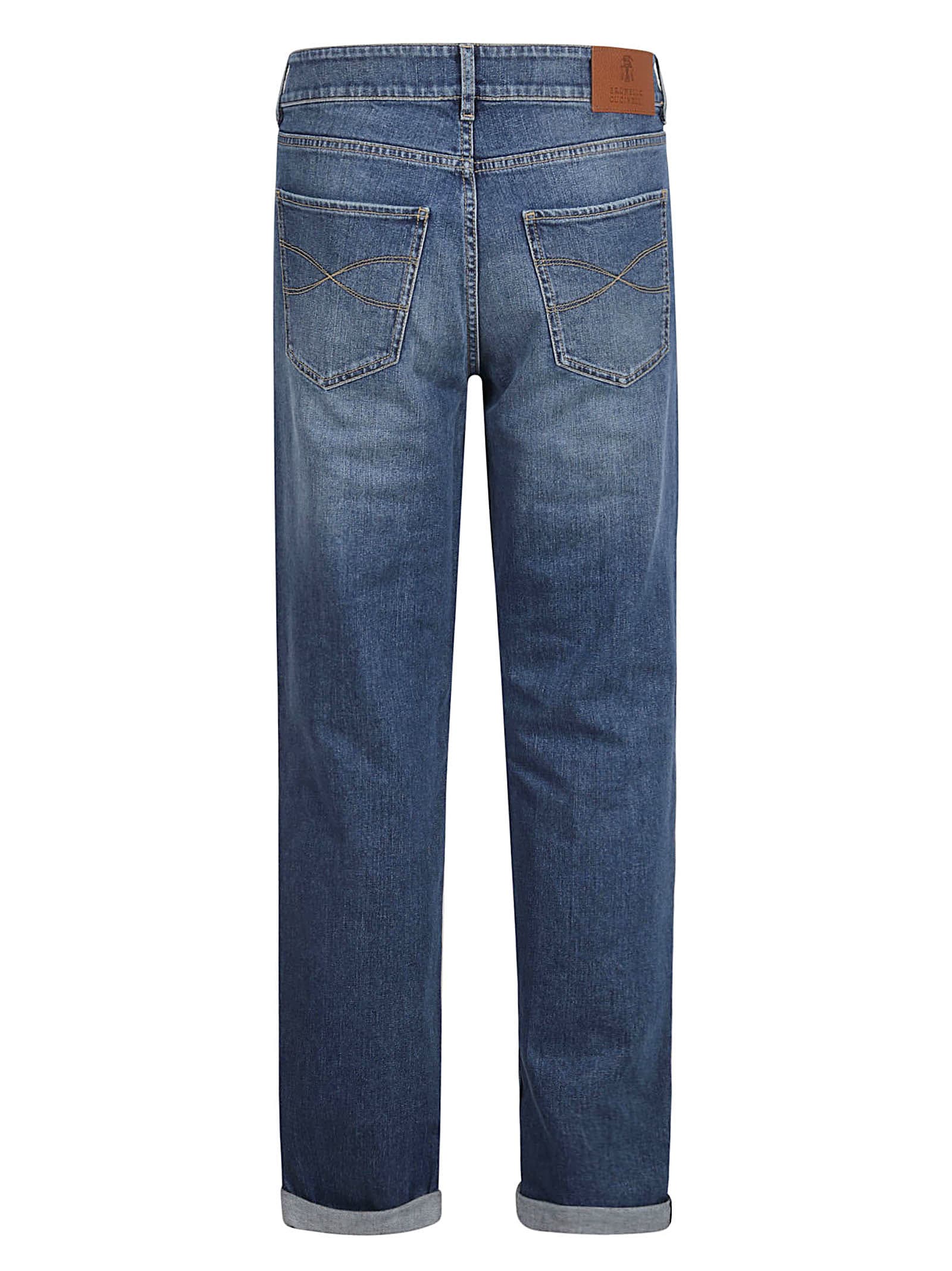 Shop Brunello Cucinelli Straight Leg Classic 5 Pockets Jeans In Denim Medio