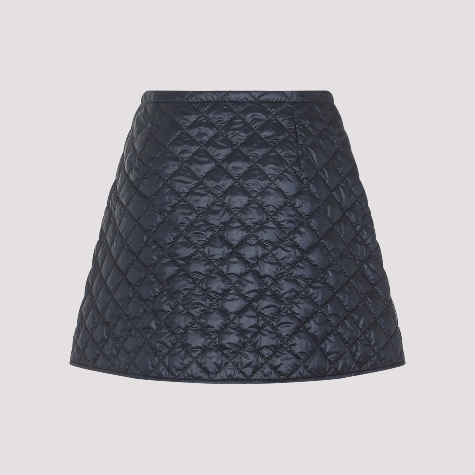 Moncler Quilted Black Skirt With Flared Silhouette In Blue