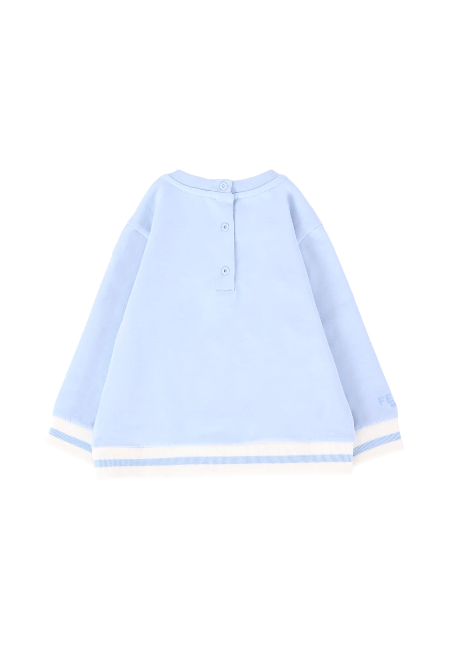 Fendi Light Blue Sweatshirt For Baby Boy With Teddy Bear In Blue