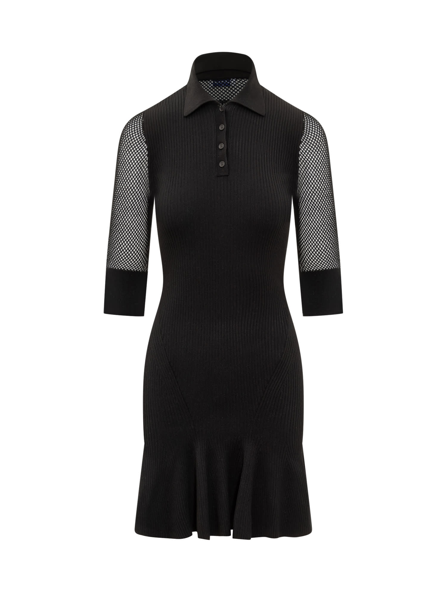 Shop Off-white Mesh Mini Dress In Black