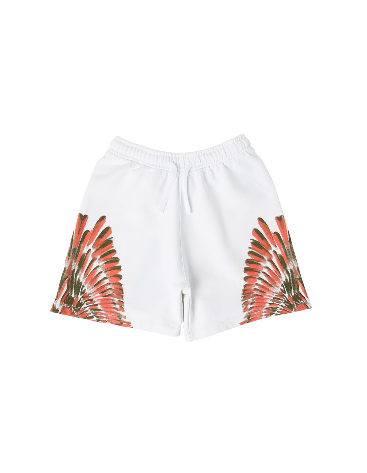 MARCELO BURLON COUNTY OF MILAN WHITE SHORTS WITH RED PRINTED WINGS